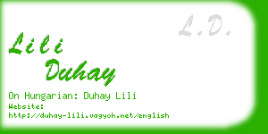 lili duhay business card